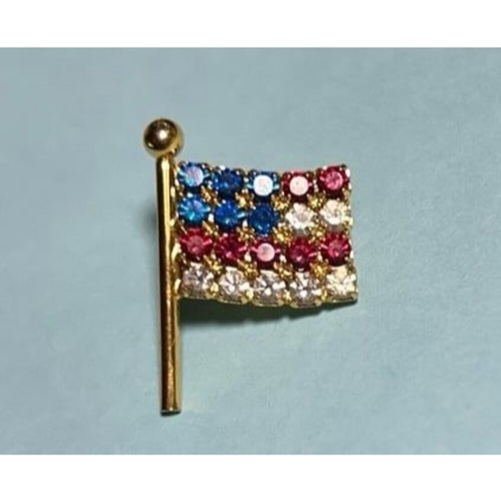 Patriotic American United States Flag Rhinestone pin